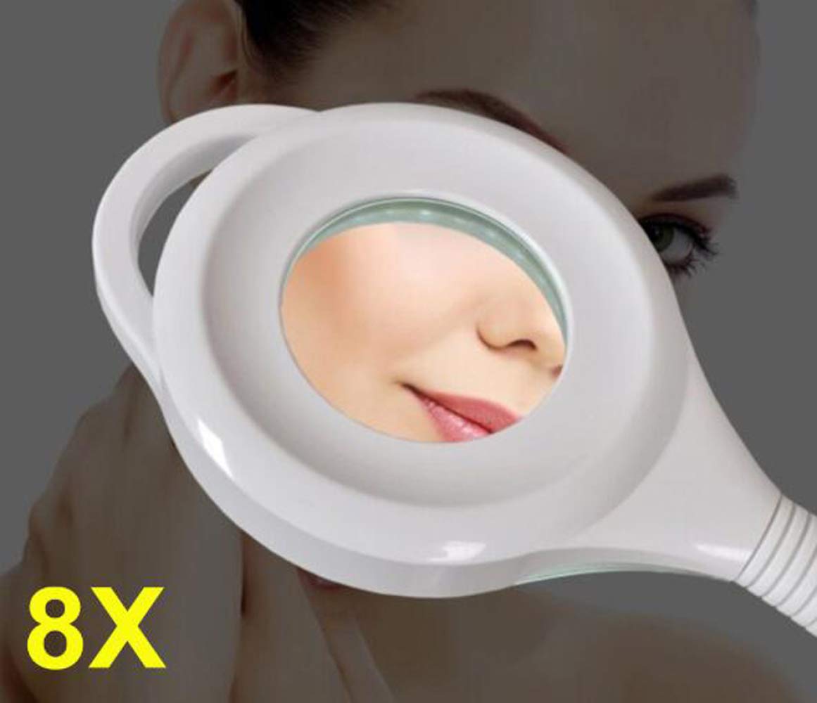 Lente d'ingrandimento pieghevole 8X, lampada da terra GoFloor regolabile in altezza, lampada con lente d'ingrandimento con base rotante per leggere la cura della pelle Saloni di bellezza Man