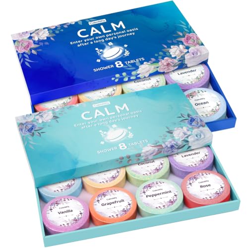 Image of CalmNFiz Shower Steamers Self Care Gifts 2 * 8 Pack, Green & Blue
