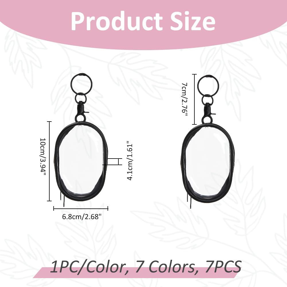 SUPERFINDINGS 7Pcs Clear Figure Display Bag 7 Colors Blind Box Display Case Portable Small Figure Storage Hanging Blind Box Organizer Dustproof Collectibles Display Bag with Keychain Zipper
