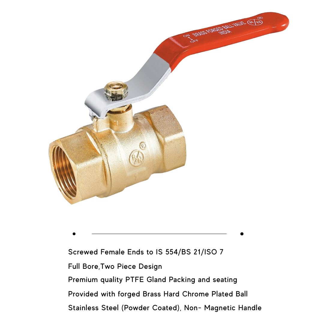 RN Forged Brass Ball Valve, Brass Finish