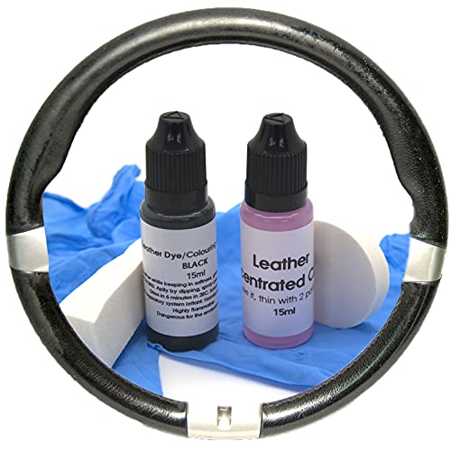 Leather Assist Kit de reparación de cuero negro diseñado para Mercedes Benz para volante de coche, pintura de reparación pequeña