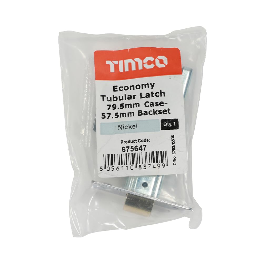 Timco 675647 Economy Tubular Latch - Nickel 79.5Mm Plain Bag 1