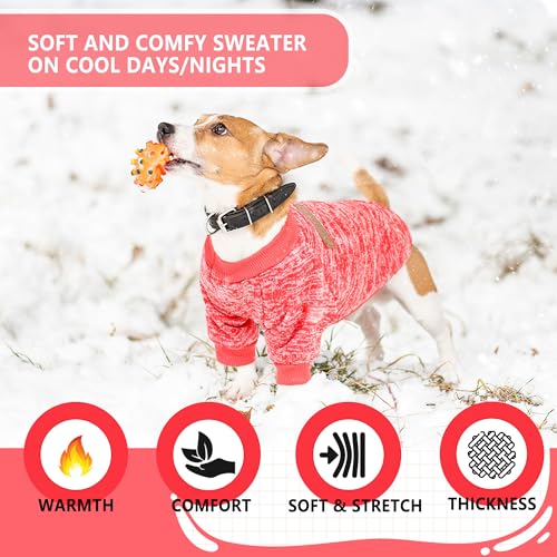 2 Pieces Dog Sweaters for Small Dogs Dog Clothes Female Winter Fleece Puppy Sweaters Warm Pet Outfit for Yorkie, Chihuahua, Bulldog, Dachshund, Pug by Generic - Image 4