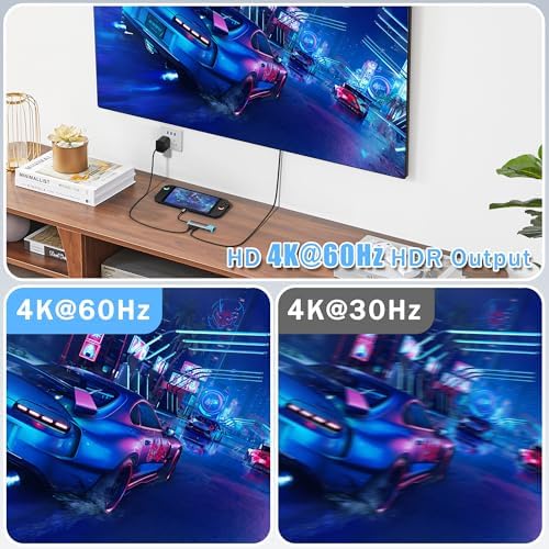USB C Switch 2 Dock,4K@60Hz HDMI Adapter with PD/USB 3.0/Gigabit Ethernet Port,Replacement Dock for Switch/Switch OLED/Steam Deck/ROG Xbox Ally X/Legion Go - 4