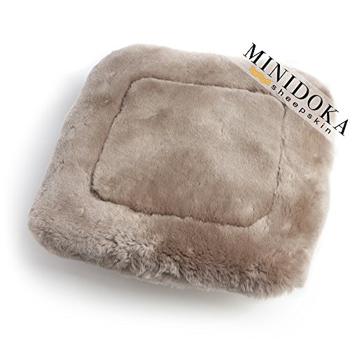 Australian Sheepskin Seat Pad, Thick Short Wool, Natural Leather for Premium Fit, Non-Slip Backing, Tan, 20 x 20, Minidoka Sheepskin