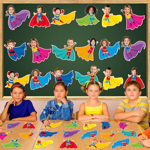 Image of gisgfim 80Pcs Super Theme Hero Cutouts Back to School Decorations Bulletin Board Heroes Paper Cut-Outs Classroom Decor for Boy Girl DIY Craft Photo Wall Door Kindergarten Preschool Party Favor Supply