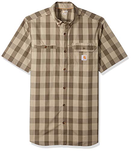 Carhartt Men's Big Force Plaid Ridgefield Short Sleeve Shirt (Regular and Big & Tall Sizes), Burnt Olive, 2X-Large Tall