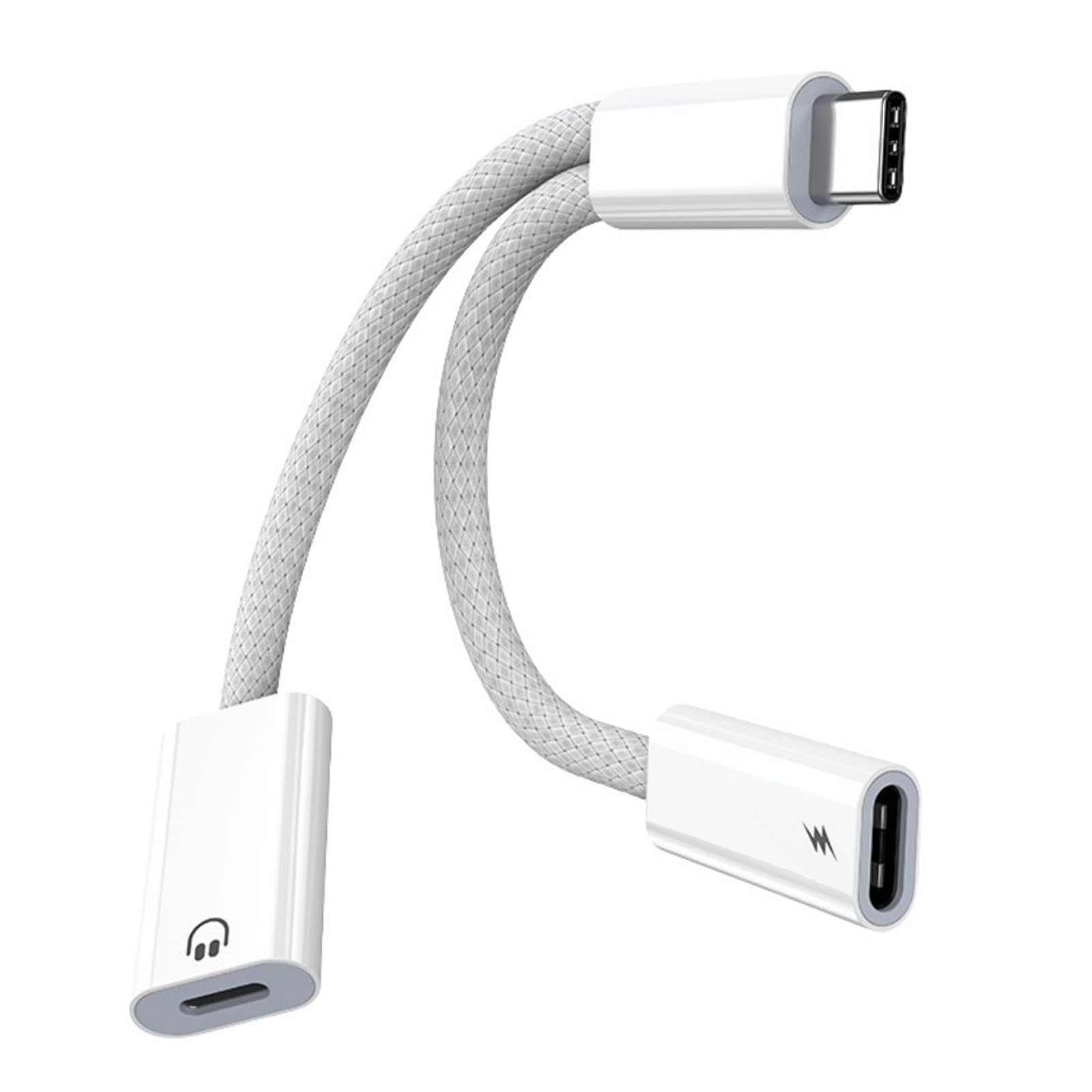 JUCKIER 2in1 タイプC イヤホン 変換アダプタ DAC内蔵 Type-C to デュアルUSB-C イヤホンジャック 変換 充電しながら音楽再生可能 PD60W高速充電 同時使用 通話/音量調節対応 iPhone16/15 Pro Max/Galaxy S24/Pixel 8/iPad Pro 等Type C機器用