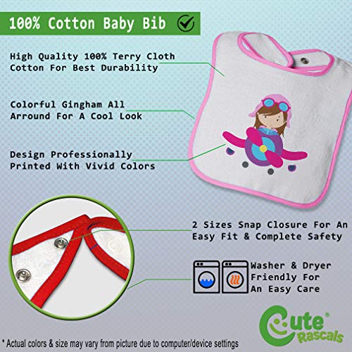 Custom Baby Bibs Burp Cloths Pilot Girl Airplane Cotton Baby Items for Baby Girl & Boy White Soft Pink Design Only2
