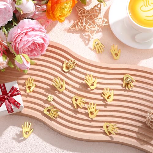 Image of Foilswirl 75 Pcs Employee Appreciation Gifts Bulk Gold Hand Lapel Pin Volunteer Appreciation Gift Recognition Gifts for Social Worker Nurse Coworkers (Hollow Style)