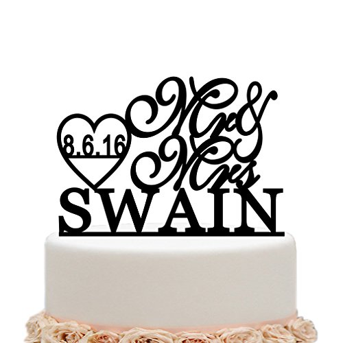 ivisi Personalized Wedding Cake Topper Mr Mrs Custom Last Name Surname Heart Date Decoration Gift ivisi Personalized Wedding Cake Topper Mr Mrs Custom Last Name Surname Heart Date Decoration Gift