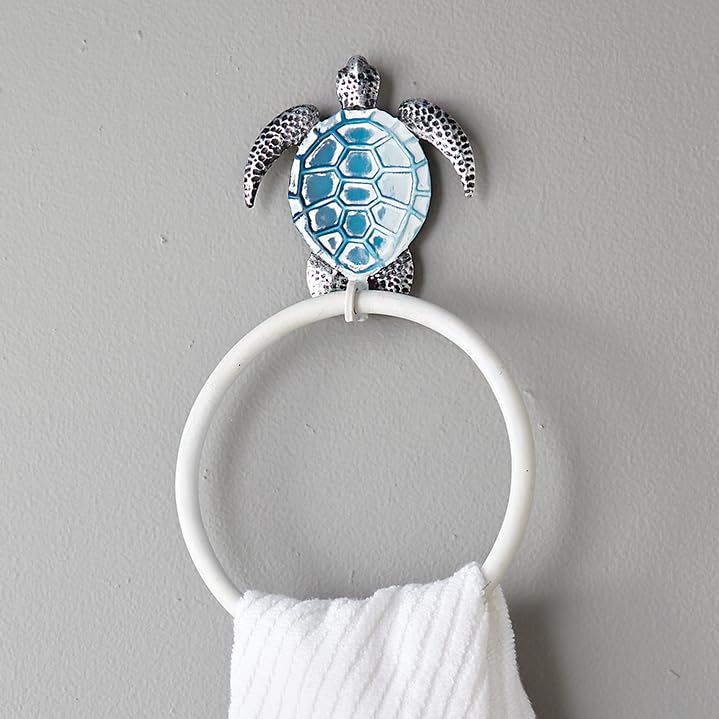 BLACK FOREST DECOR Sea Turtle Towel Ring, Bathroom Hardware, 4 1/2" W x 1 1/2" D x 6 1/2" H