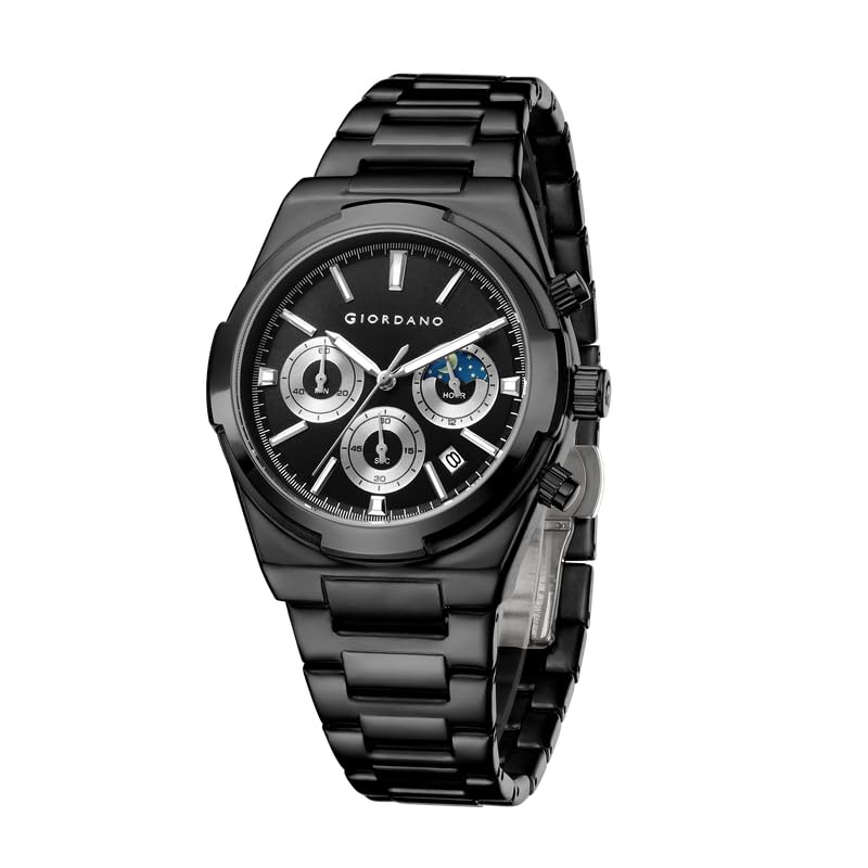 Image of Giordano Luxury Multifunction Quartz Watch for Men with Round Dial, Triple Sub-Dials, Moonphase Display, Date Window, Water Resistant and Stainless Steel Strap - GZ-50152