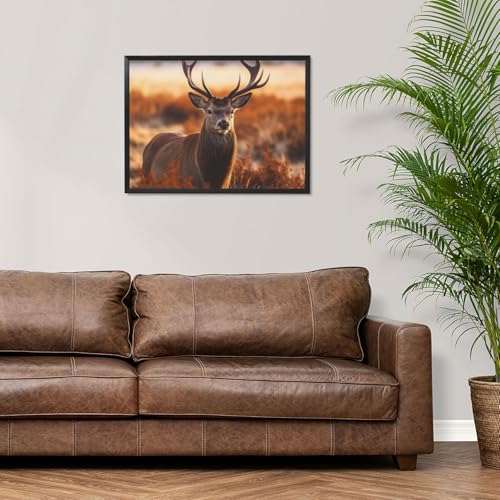 Toile murale cerf rouge déco moderne pour chambre et salon cosy