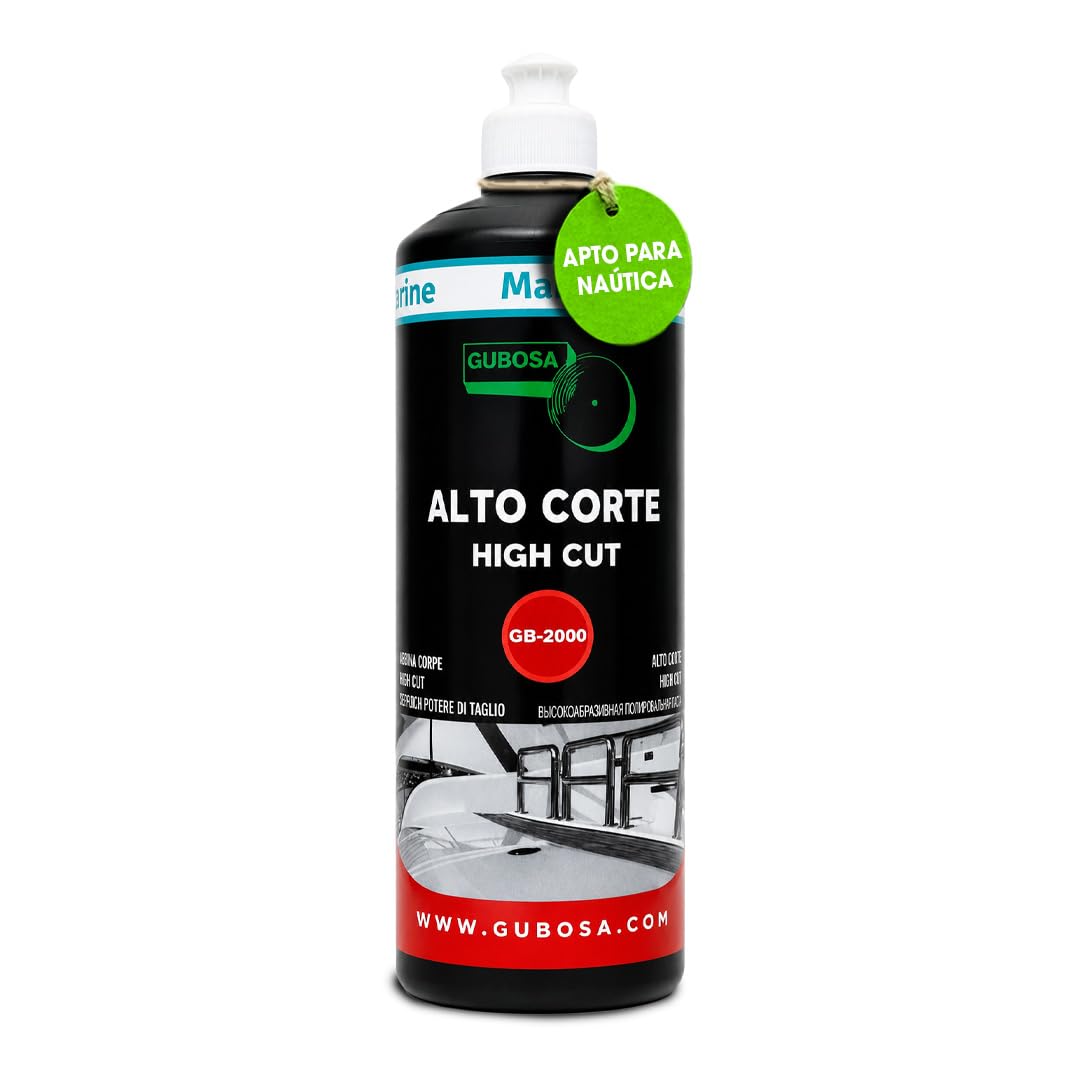 Pulimento nautico alto corte eliminador de oxido metal quita oxido gelcoat restaurador superficies marinas con pad 180mm kit botella 1L para pulidora rotativa u orbital | GUBOSA