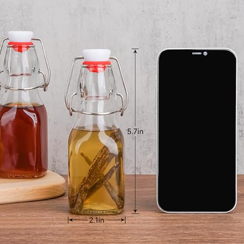 Image of WILLDAN 4oz-6 Pack Swing Top Glass Bottles - Flip Top Brewing Bottles For Kombucha, Kefir, Vanilla Extract, Mead, Vinegar, Beer- Airtight Stopper Lids - Comes With Extra Gaskets, Funnel and Labels