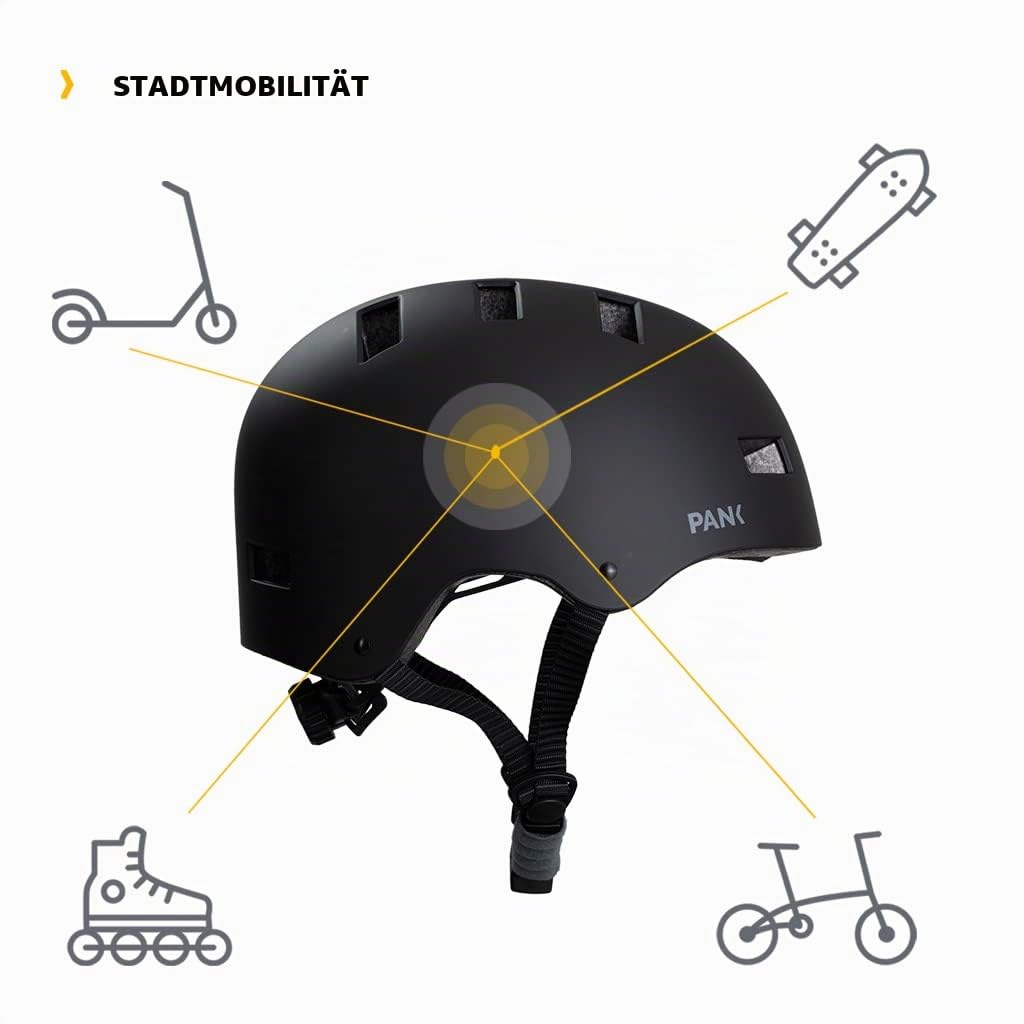 Pank Fahrradhelm für Erwachsene Helm Fahrrad mit Licht und Extra Polster für Damen und Herren Skaterhelm E-Scooter Helm Urban Radhelm Größe verstellbar