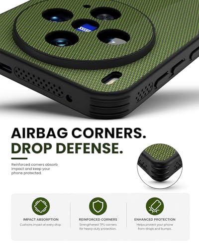 Image of KAPA MatrixWoven Grip Back Cover for Vivo X300 5G | Woven Fabric & Leather Hybrid Camera Protection, Shockproof Slim Bumper Case (Olive Green)