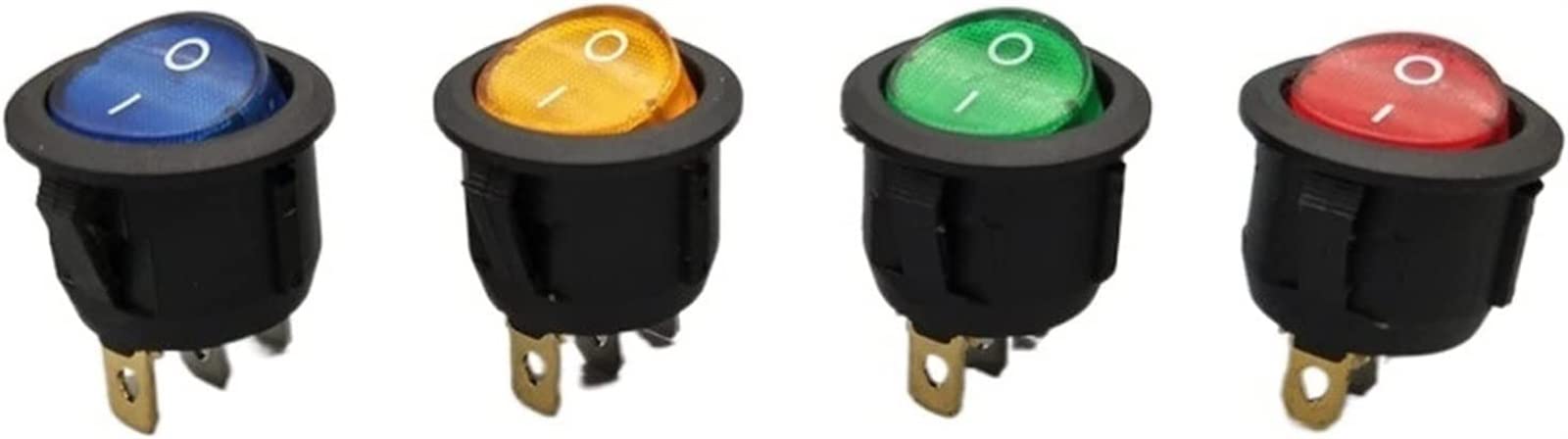 Interrupteur à bascule 20mm KCD1 interrupteur Led 10A 12V interrupteur d'alimentation lumière bouton de voiture allume/éteint 3pin interrupteur à bascule rond (Color : Green, Size : 12V)