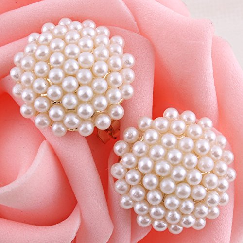 Grace Jun™ Bridal Wedding Clip Earrings No Pierced Gold Plated Charm Jewelry Pearl Earrings #TOP1
