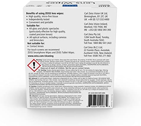 ZEISS Lens Wipes, Lens Cleaner for Glasses, Cameras & Binoculars, Individually Packed Single Use Disposable Cloths in Sachets, for Handy and Portable Spectacle Cleaning On The Go Pack of 200