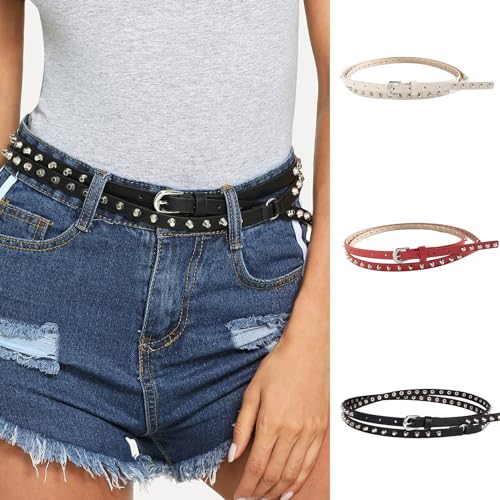 Cool Rivet Studded Waist Belt For Pants Pin Buckle Waistband Long Length Narrow Belt For Pants Girl Waist Decor2