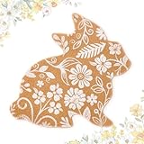 Ceenna Easter Bunny Coir Doormat Easter Welcome Door Mat for Front Door 25.5 x 27.5 Inches Bunny Flower Mat for Front Porch Entryway Entrance Non Slip Rabbit Carpet for Easter Spring Home Decor