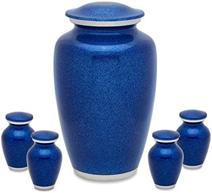 Blue Pearl Adult Urn with 4 matching keepsake token urns