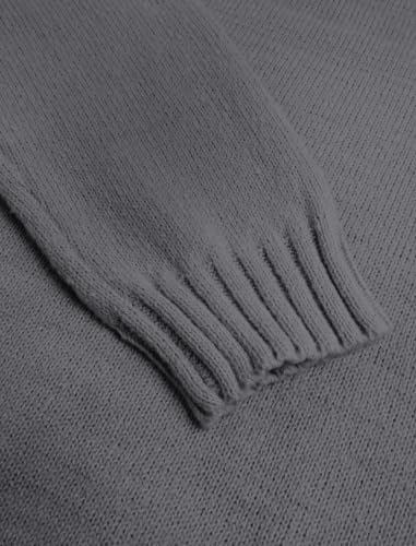 Image of ZAFUL Crew Neck Cozy Long Sleeves Casual Knit Pullover Sweater for Women | Classic Vintage American Style, Ribbed Collar and Cuff, Relaxed Fit, Cozy Chunky Knitwear Jumper