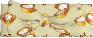 Cartoon cat coffee Baby Bow Headband, Girls Elastic Bow Hair Accessories Headband, Suitable for Babies 0-6 Months, Very Meaningful Gift