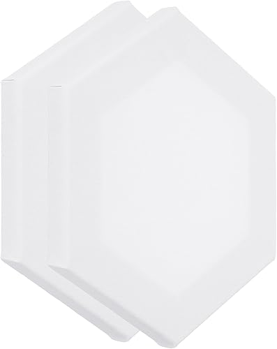 PATIKIL Lienzos de pintura para pintura, paquete de 2 paneles de lienzo de arte en blanco con marco de madera hexagonal de 8 x 7 pulgadas, para