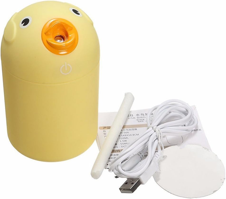 Mini Cartoon USB Bottle Cap Humidifier Home Car Air Diffuser Mist Maker Decor (Yellow Bird)