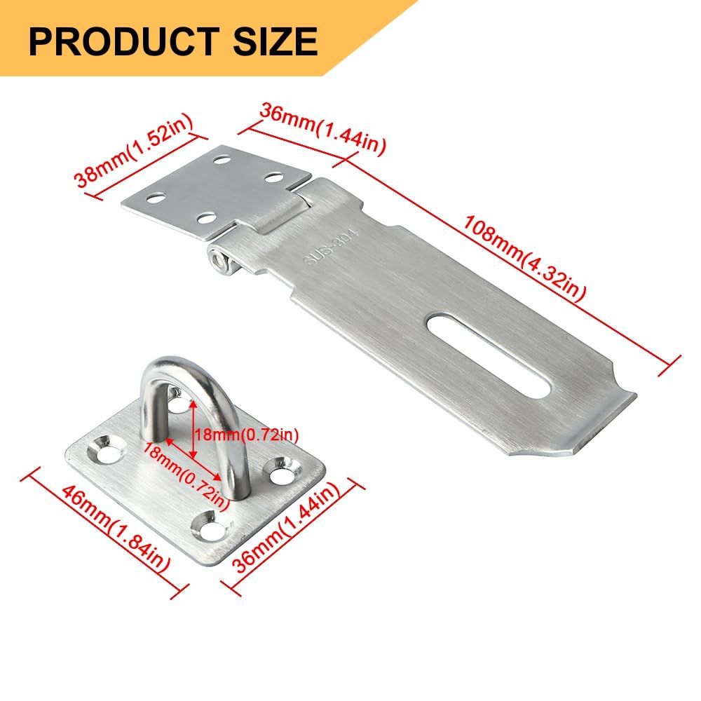 Snapklik.com : Alise Door Locks Hasp Latch,4 Inch SUS 304 Stainless ...