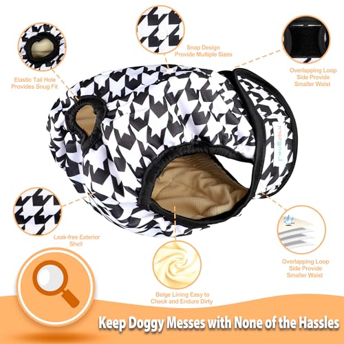 Image of Langsprit Washable Female Dog Diapers (3 Pack) - No Leak Reusable Diapers for Doggy Female in Period - Highly Absorbent Dog Heat Panties with Adjustable Snaps M