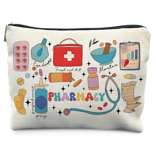 KBRCT Pharmacy Technician Gifts for Women, Pharmacist Gifts Makeup Bag, Pharmacy Technician Accessories, Medicine Medical Cosmetic Bag for Purse