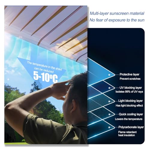 Auvent de porte 50x300 cm en polycarbonate courbé pour protection extérieure