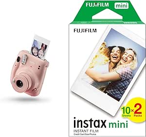 instax mini 11 Camera, Blush Pink &amp; Mini Film, 20 Shot Pack