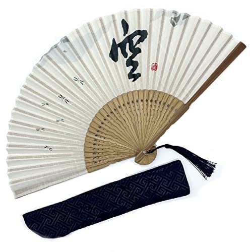 Eastern Wind Chinesischer/japanischer Faltfächer mit Bambus und Baumwoll-Flax, Handfächer für Männer und Frauen, Geschenk (Stil-2)