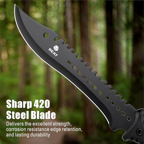 Image of REAT Machete Knife with Shaeth,15 inch Lightweight Garden Tools Knife,Ergonomic No-Slip Handle, Machetes for Bushcraft, Outdoor Hunting, Garden Cutting Trees and Yard Work