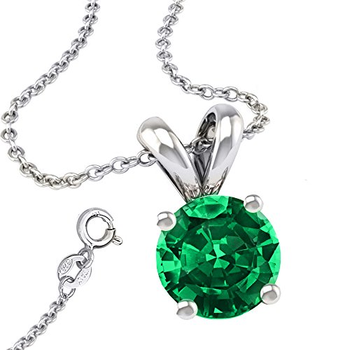 FANTOM It's Silver Solid Cubic Zirconia 2.00 Carat Round Nekclace with Pendant and 18 Inch Rolo Chain