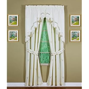 Today's Curtain Verona Reverse Embroidery Swag, 38", Ecru/Antique Todays Curtain Verona Reverse Embroidery Swag 38 EcruAntique