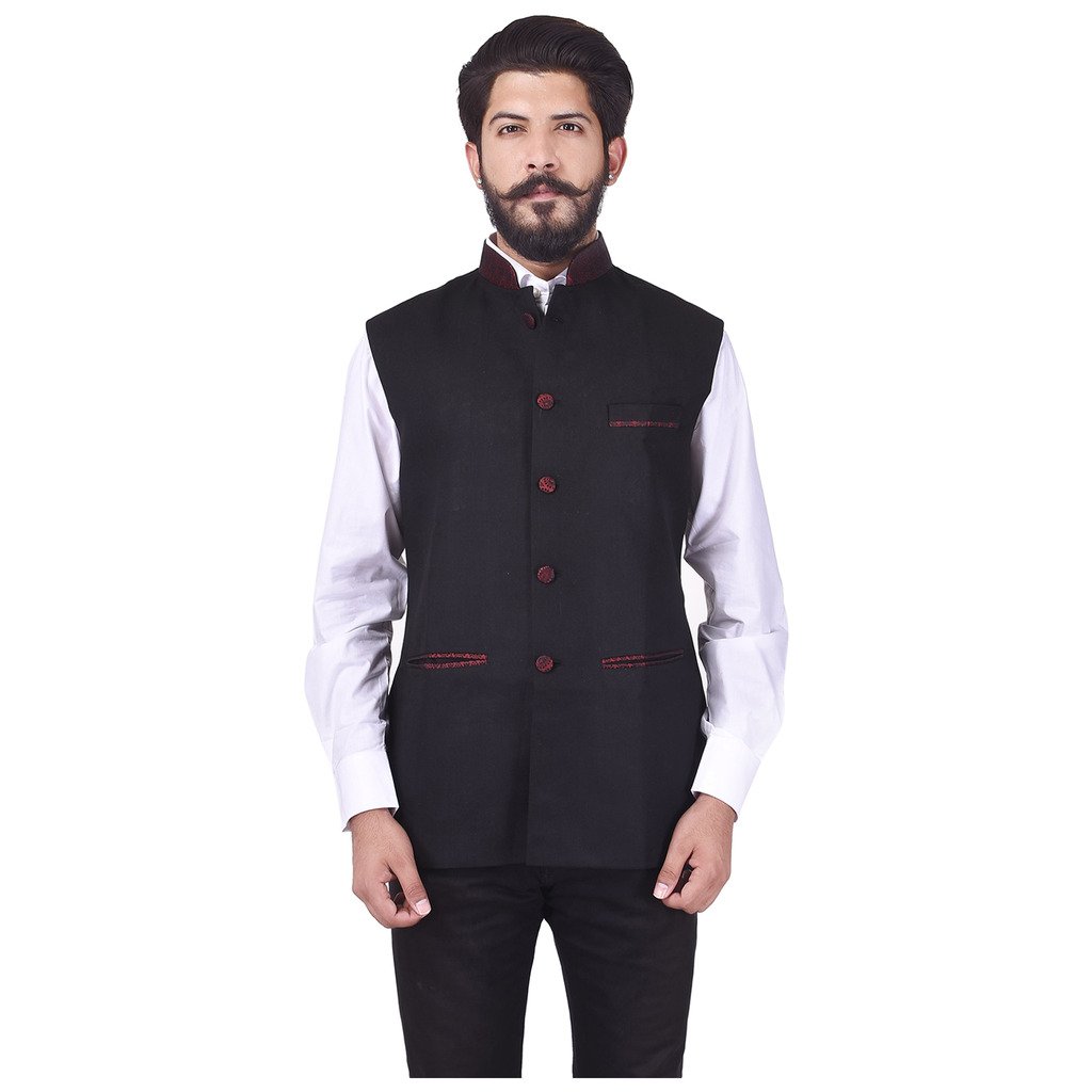 veera paridhaan Men's Cotton Poly Black Solid Pattern Jacket-picture-37