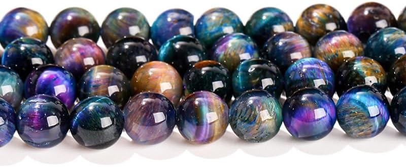 38Pcs 10mm AAA Natural Tiger Eye Beads Colorful Blue Gemstone Round Spacer Loose Beads for Jewelry Making 6/8/10mm 15″ (10mm) - Image 4