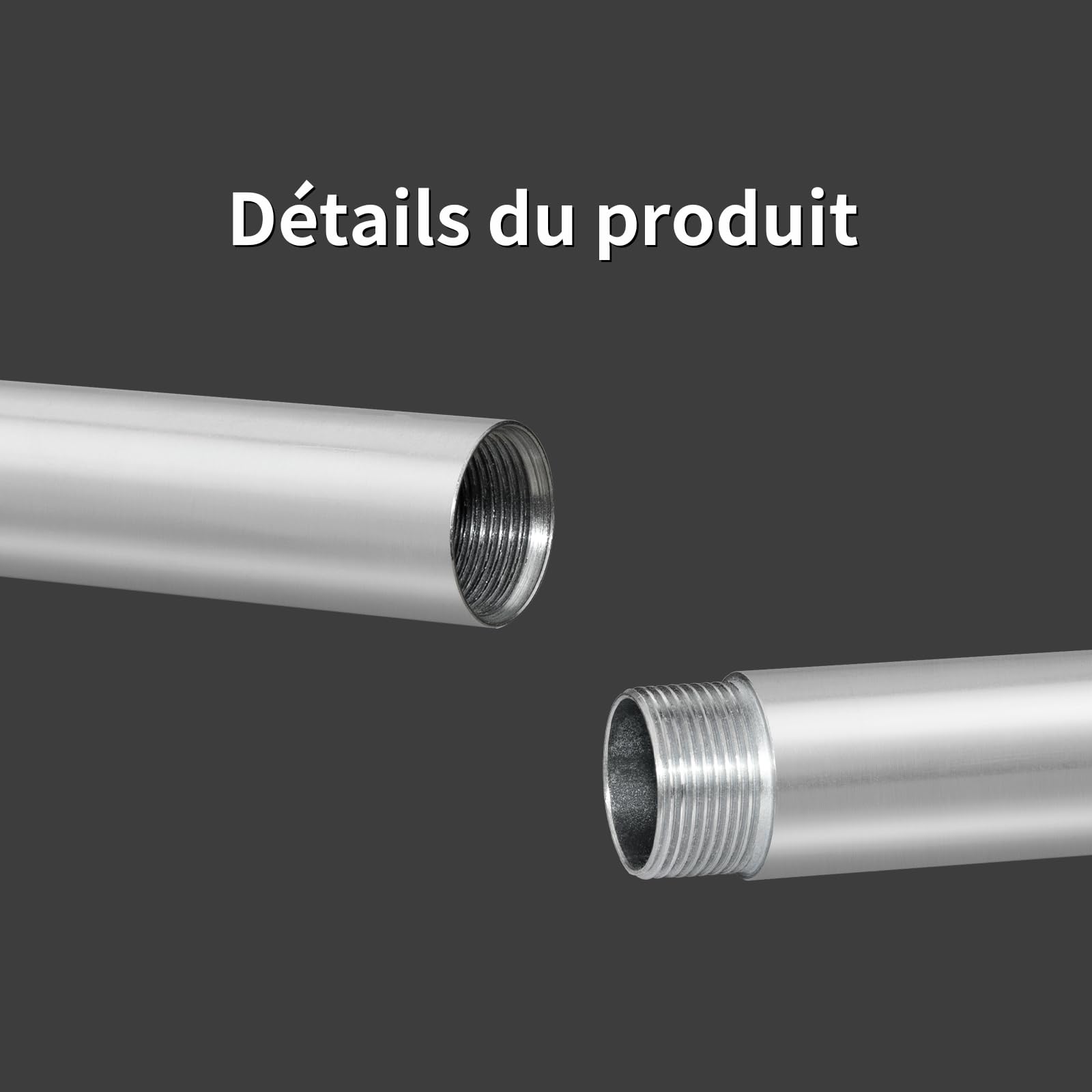 2 pièces 76cm 3/4 pouces mâle carte manchon Casting tube de tuyauterie en acier inoxydable avec tuyau d'extension de 76cm