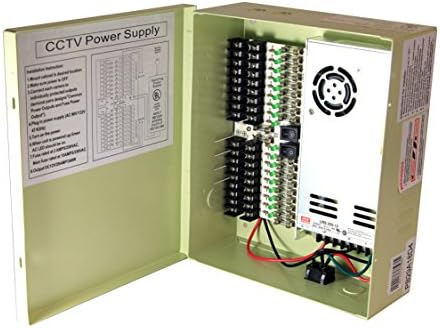 InstallerCCTV 18 Output 29 Amp 12V DC CCTV Distributed Power Supply Box for Security Camera, DVRs. UL Listed