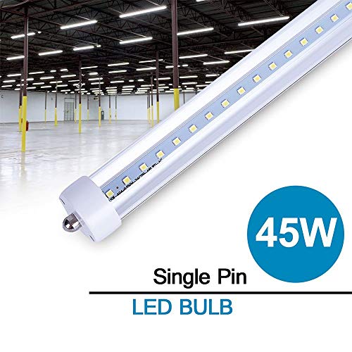 CNSUNWAY LIGHTING 8FT LED Bulb, 96" 45 Watts T8 Single Pin LED Tubes with Clean Cover, 4800LM Super Bright, 6000K Cool White, T8 T10 T12 Fluorescent Fixture Replacement(12-Pack)