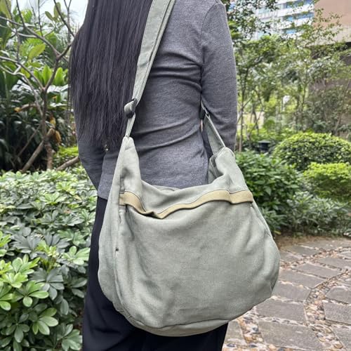 Image of Canvas Casual Messenger Bag Hobo Crossbody Bag Canvas Shouder Tote Handbag for Women and Men