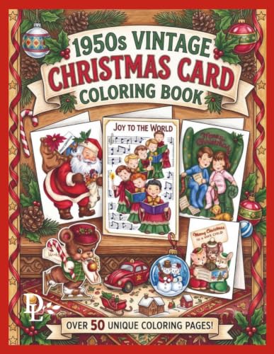1950s Vintage Christmas Card Coloring Book: Nostalgic Holiday Scenes Filled with Retro Cheer, Cozy Memories & Festive Fun (Christmas Coloring Books for Adults) image 2