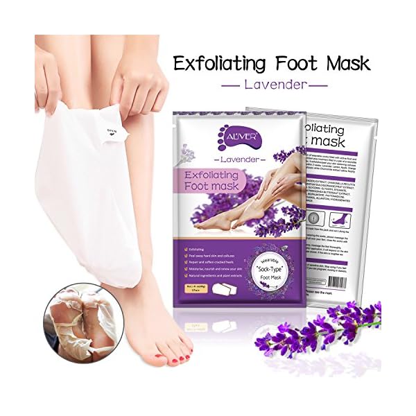 ALIVER Foot Peel Mask 3 Pack, Exfoliator Peel Off Calluses Dead Skin Callus Remover, Baby Soft Smooth Touch Feet-Men Women (Lavender)