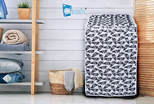 Image of Classic Top Load Washing Machine Cover Suitable For Whirlpool 360 / Stain Wash Back Panel 6 Kg, 6.5 Kg, 7 Kg, 7.5 Kg (58cmsX58cmsX97cms, Black & White)